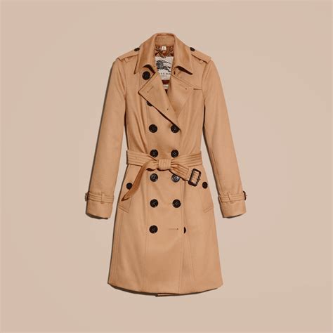 burberry sandringham cashmere trench coat|More.